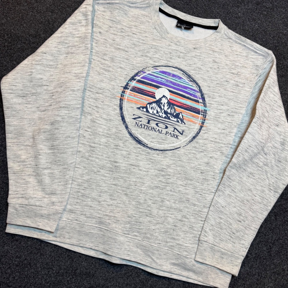 Lone Rock Zion National Park Sweatshirt Mens XL Gray Heather Graphic Pullover - Picture 2 of 6